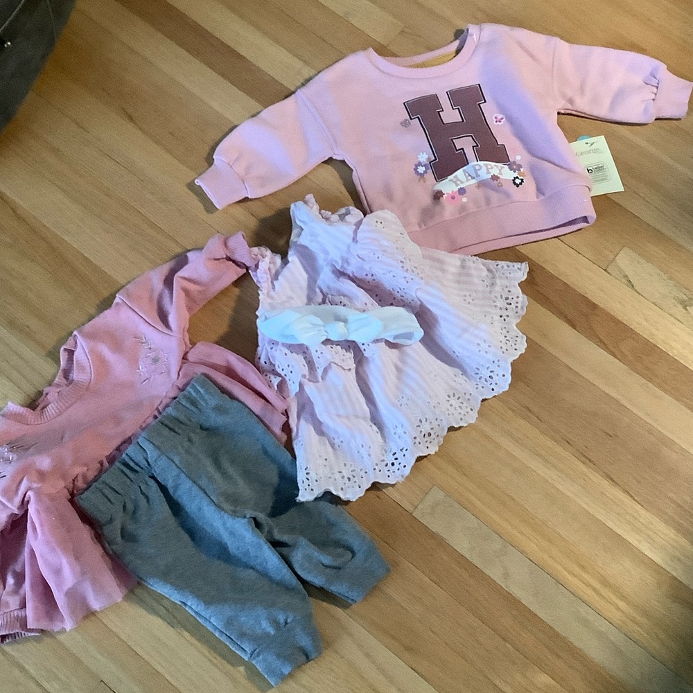 Kids Pink Sweatshirt & Dress Ensemble & top and pants